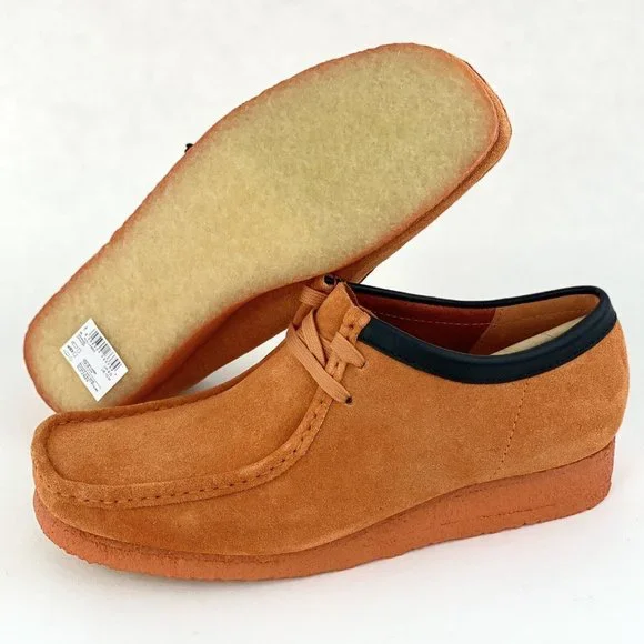 Clarks Originals Wallabee Orange Suede Men's Shoes Chukka Boots Limited Edition - Picture 3 of 12